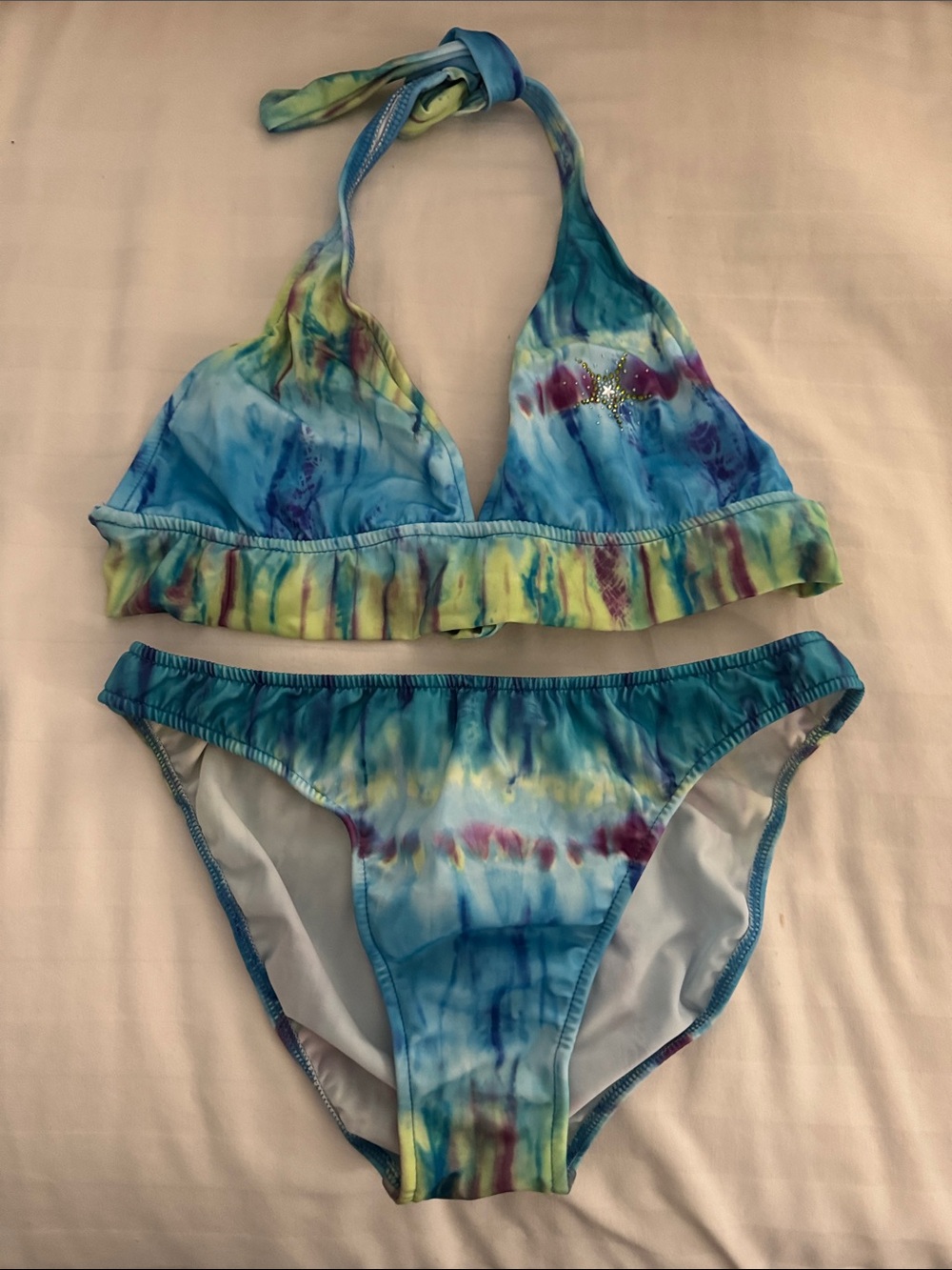 Venus Tie-Dye Blue & Green Halter Bikini Set size L